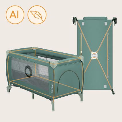 Lionelo - Cestovná postieľka STEFI PLUS Green Olive