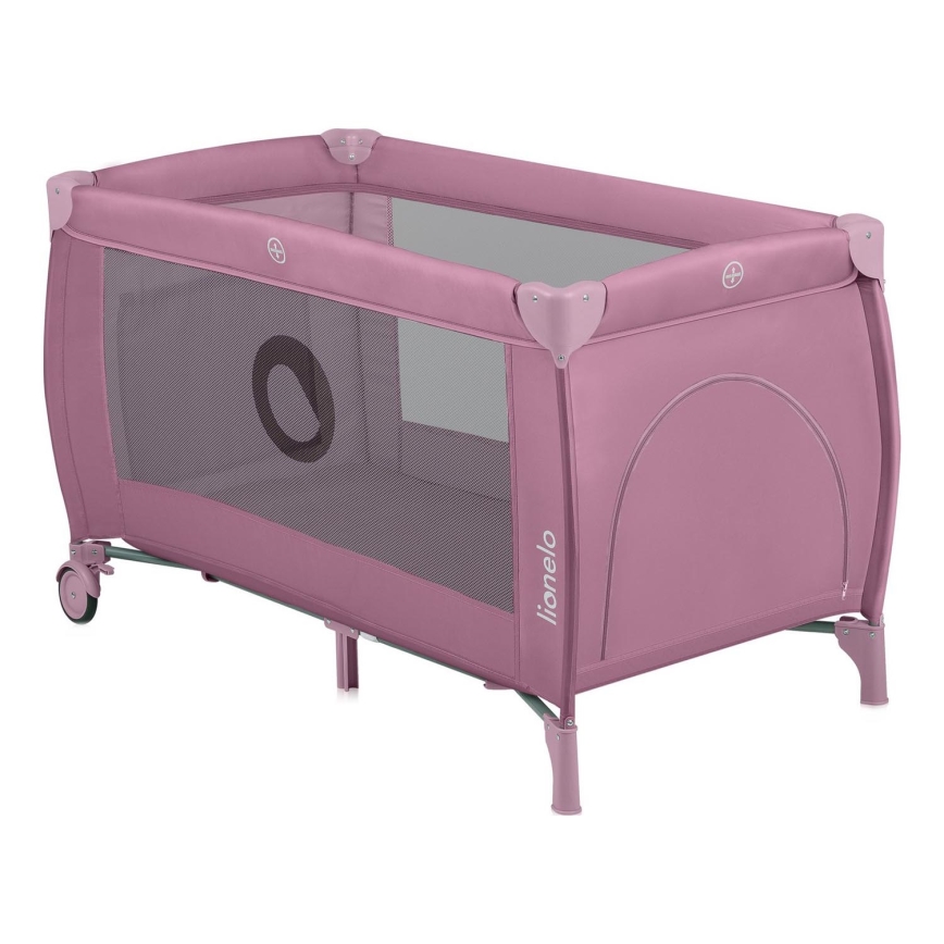 Lionelo - Cestovná postieľka STEFI PLUS Pink Magnolia
