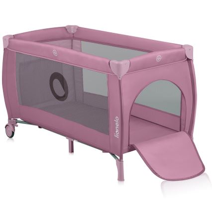 Lionelo - Cestovná postieľka STEFI PLUS Pink Magnolia