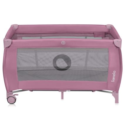 Lionelo - Cestovná postieľka STEFI PLUS Pink Magnolia