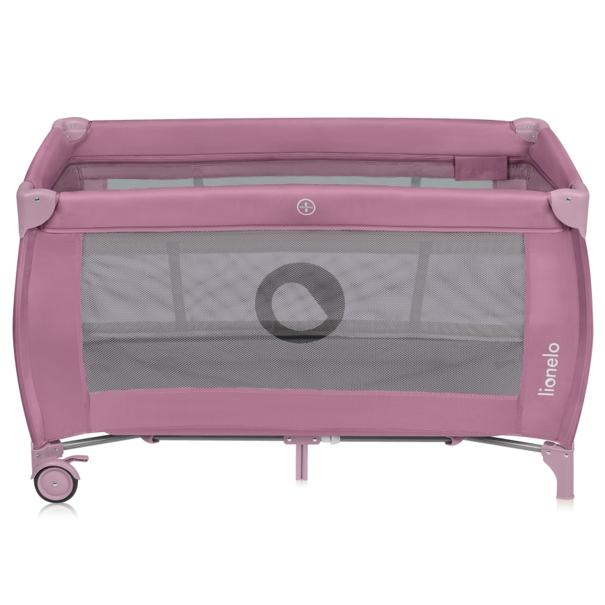 Lionelo - Cestovná postieľka STEFI PLUS Pink Magnolia