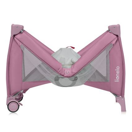 Lionelo - Cestovná postieľka STEFI PLUS Pink Magnolia