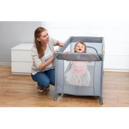 Lionelo - Cestovná postieľka STEFI sivá