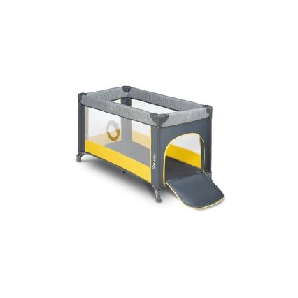 Lionelo - Cestovná postieľka STEFI sivá/žltá