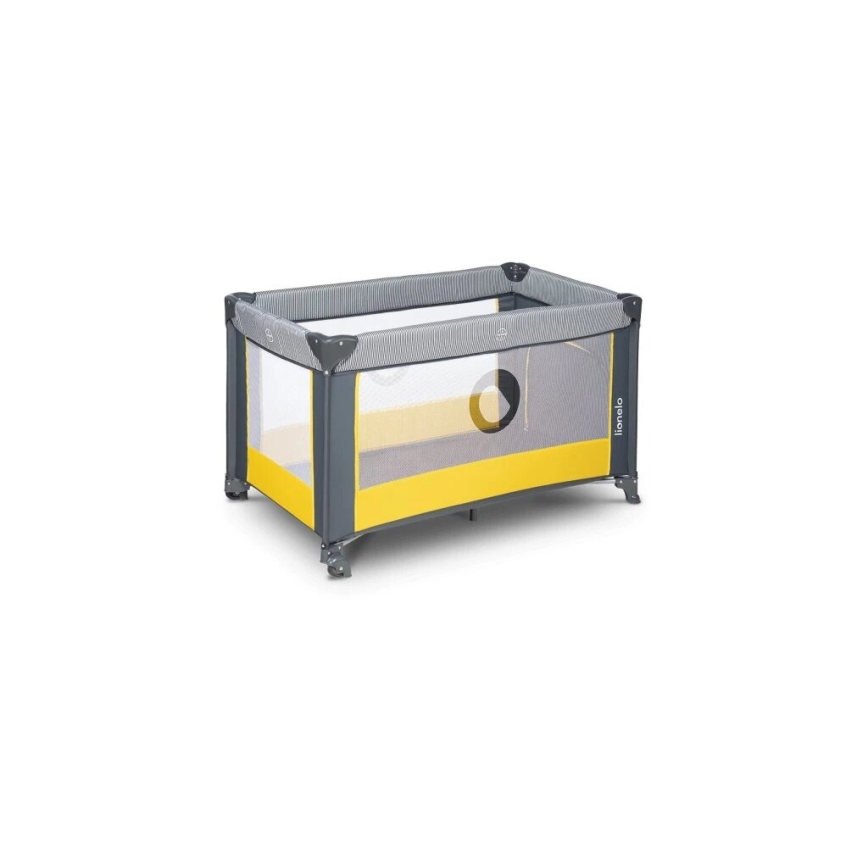 Lionelo - Cestovná postieľka STEFI sivá/žltá
