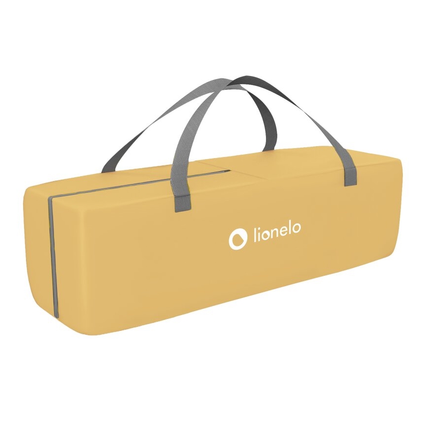 Lionelo - Cestovná postieľka SVEN PLUS šedá/žltá