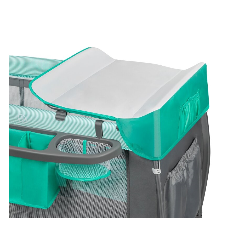 Lionelo - Cestovná postieľka SVEN PLUS sivá/tyrkysová