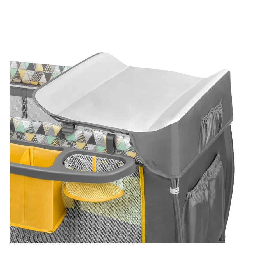 Lionelo - Cestovná postieľka SVEN PLUS sivá/žltá