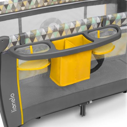 Lionelo - Cestovná postieľka SVEN PLUS sivá/žltá