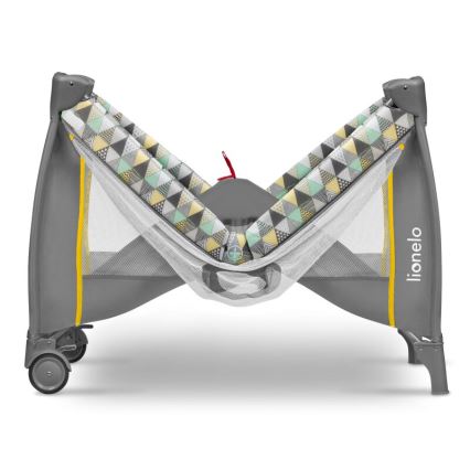 Lionelo - Cestovná postieľka SVEN PLUS sivá/žltá