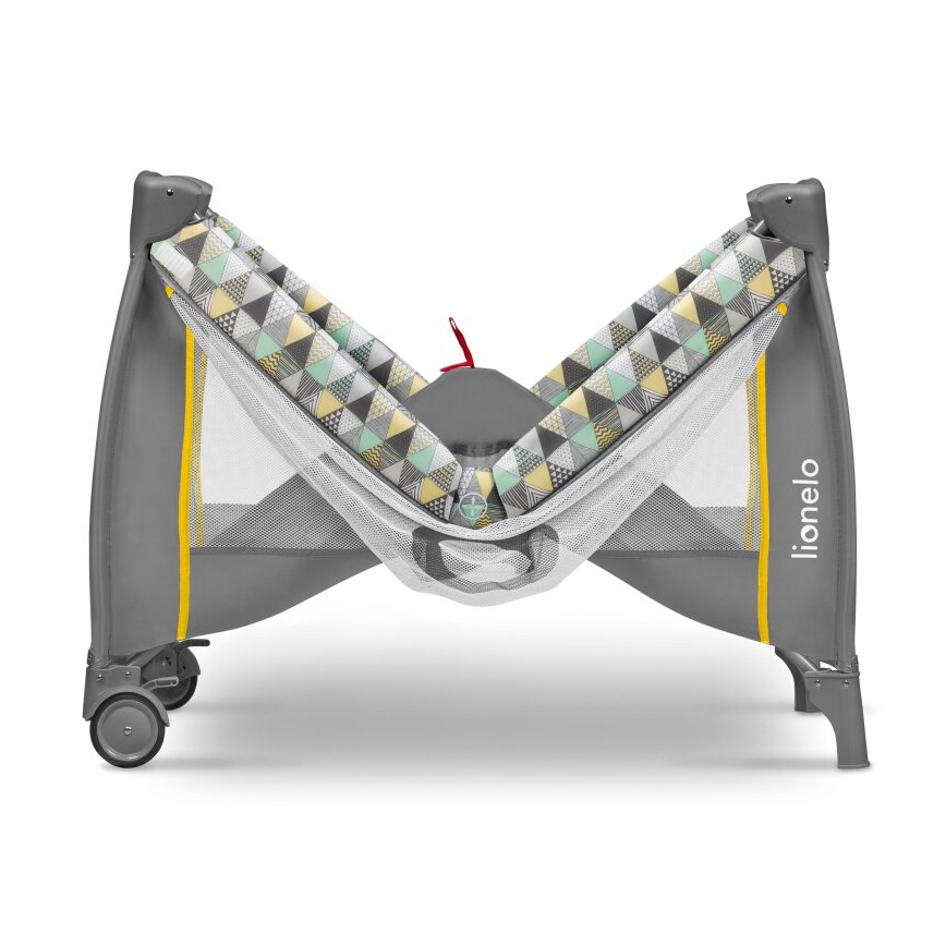 Lionelo - Cestovná postieľka SVEN PLUS sivá/žltá