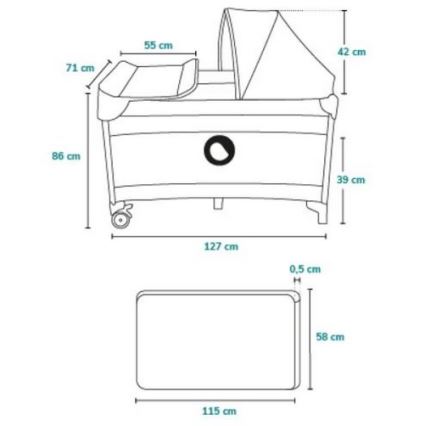 Lionelo - Cestovná postieľka SVEN PLUS sivá/žltá