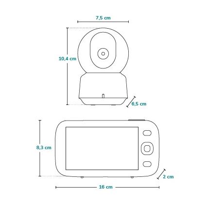 Lionelo - Detská chôvička s monitorom BABYLINE 9.1 5V 3600 mAh