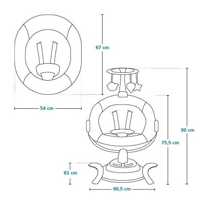 Lionelo - Detská hojdačka s melódiou BELLA Grey Concrete + diaľkové ovládanie