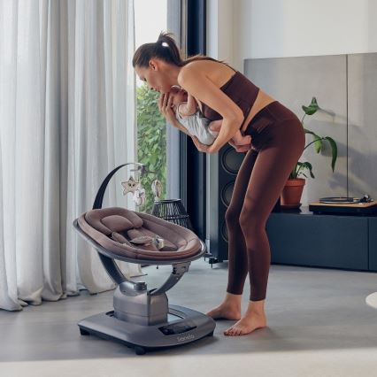 Lionelo - Detská hojdačka s melódiou BLOSSOM Pink Mauve + diaľkové ovládanie