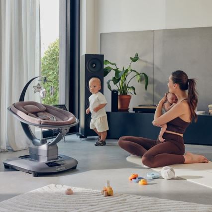 Lionelo - Detská hojdačka s melódiou BLOSSOM Pink Mauve + diaľkové ovládanie