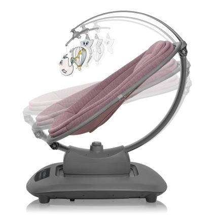 Lionelo - Detská hojdačka s melódiou BLOSSOM Pink Mauve + diaľkové ovládanie