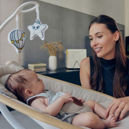 Lionelo - Detská hojdačka s melódiou OLIVIA Beige Natural + diaľkové ovládanie