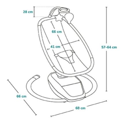 Lionelo - Detská hojdačka s melódiou OLIVIA Beige Natural + diaľkové ovládanie
