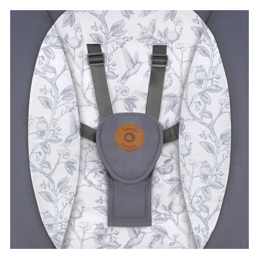 Lionelo - Detská hojdačka s melódiou RALF 4xAA šedo-biela + diaľkové ovládanie