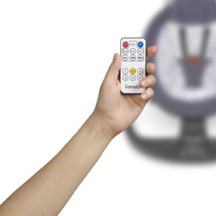 Lionelo - Detská hojdačka s melódiou RALF 4xAA šedo-biela + diaľkové ovládanie