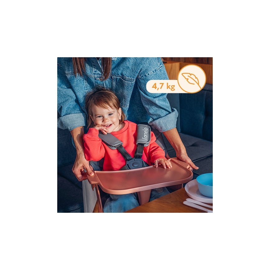 Lionelo - Detská jedálenská stolička 2v1 KOEN Pink Rose