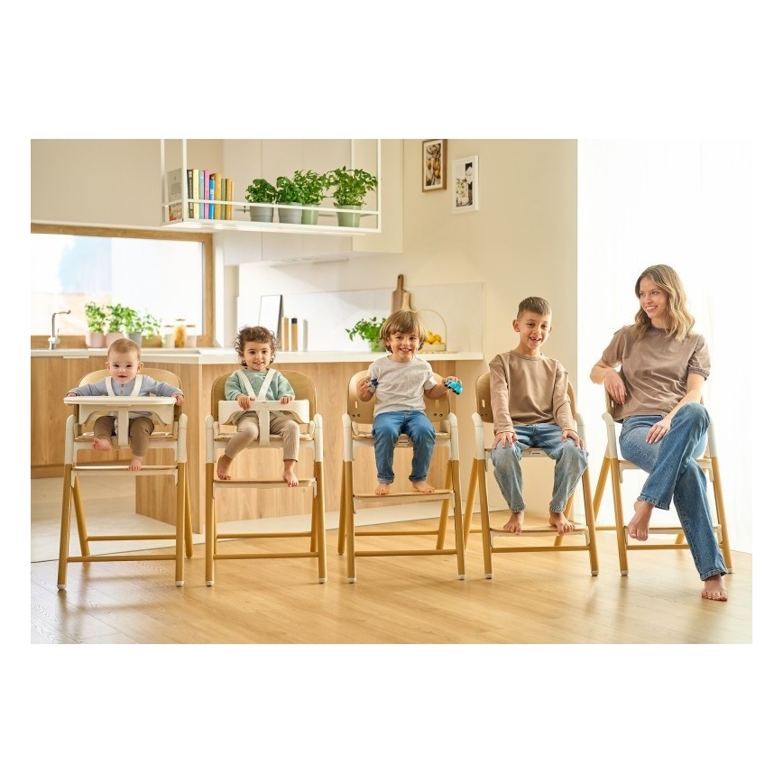 Lionelo - Detská jedálenská stolička 3v1 CELIA Grey Wood