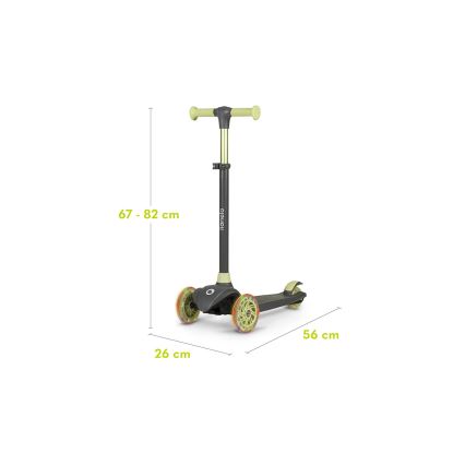 Lionelo - Detská kolobežka JESSY 3xAA sivá/zelená
