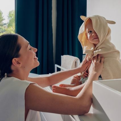Lionelo - Detská mušelínová osuška s kapucňou Béžová Cappuccino