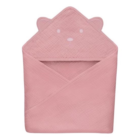 Lionelo - Detská mušelínová osuška s kapucňou Pink Baby
