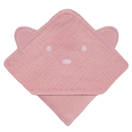 Lionelo - Detská mušelínová osuška s kapucňou Pink Baby