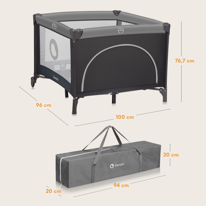 Lionelo - Detská ohrádka BONNIE Grey Scandi