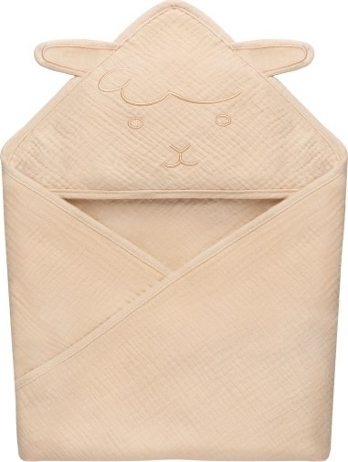 Lionelo - Detská osuška s kapucňou MUSLIN HOODED TOWEL Béžová (Sand)