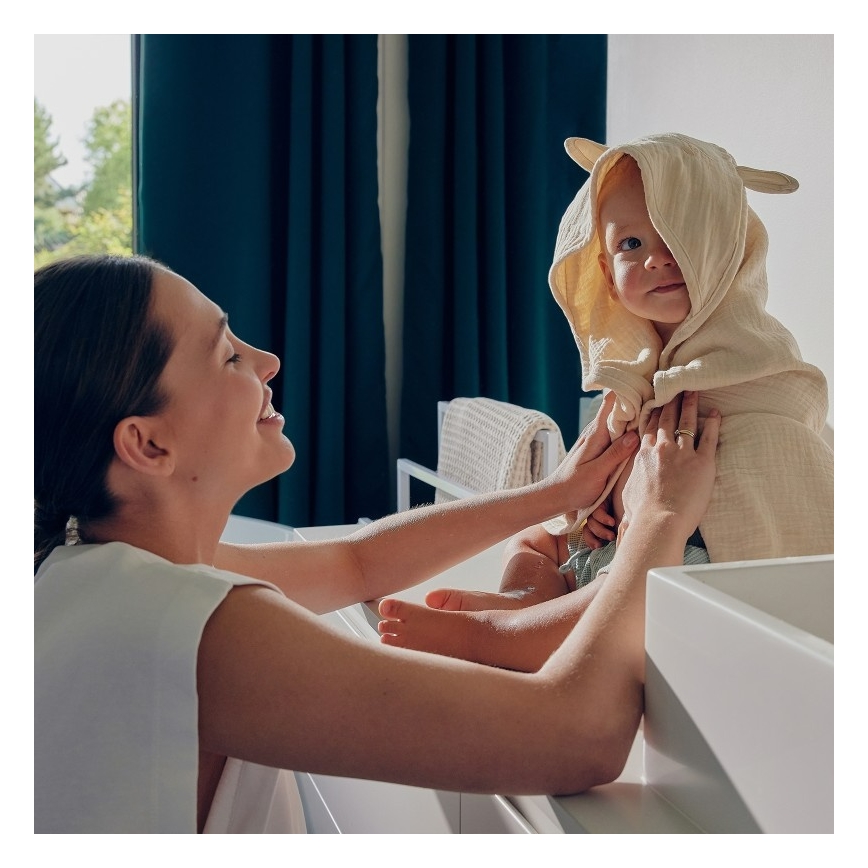 Lionelo - Detská osuška s kapucňou MUSLIN HOODED TOWEL Béžová (Sand)