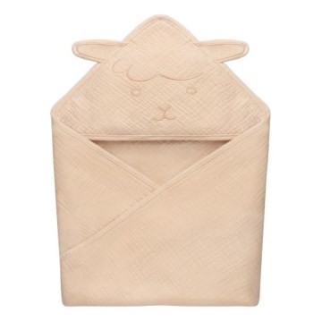 Lionelo - Detská osuška s kapucňou MUSLIN HOODED TOWEL Béžový Cappuccino