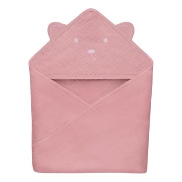 Lionelo - Detská osuška s kapucňou MUSLIN HOODED TOWEL Pink Baby