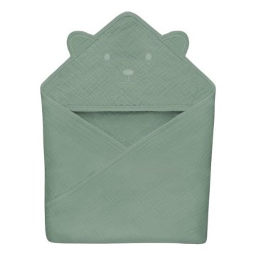 Lionelo - Detská osuška s kapucňou MUSLIN HOODED TOWEL Zelený les