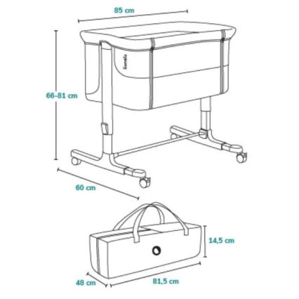 Lionelo - Detská postieľka 3v1 AURORA tmavosivá