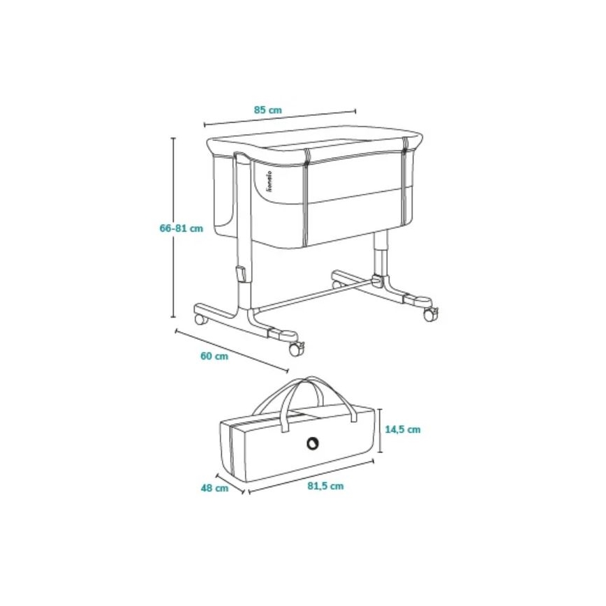 Lionelo - Detská postieľka 3v1 AURORA tmavosivá