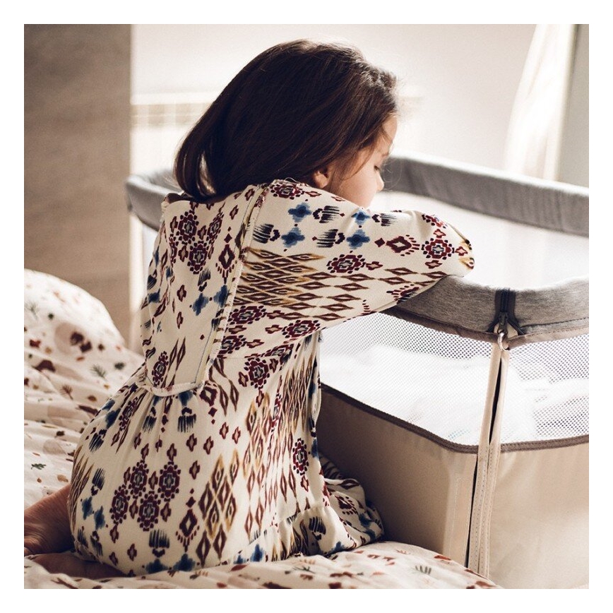 Lionelo - Detská postieľka 3v1 LEONIE sivá/béžová