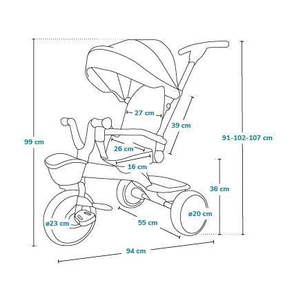 Lionelo - Detská trojkolka HAARI sivá/čierna