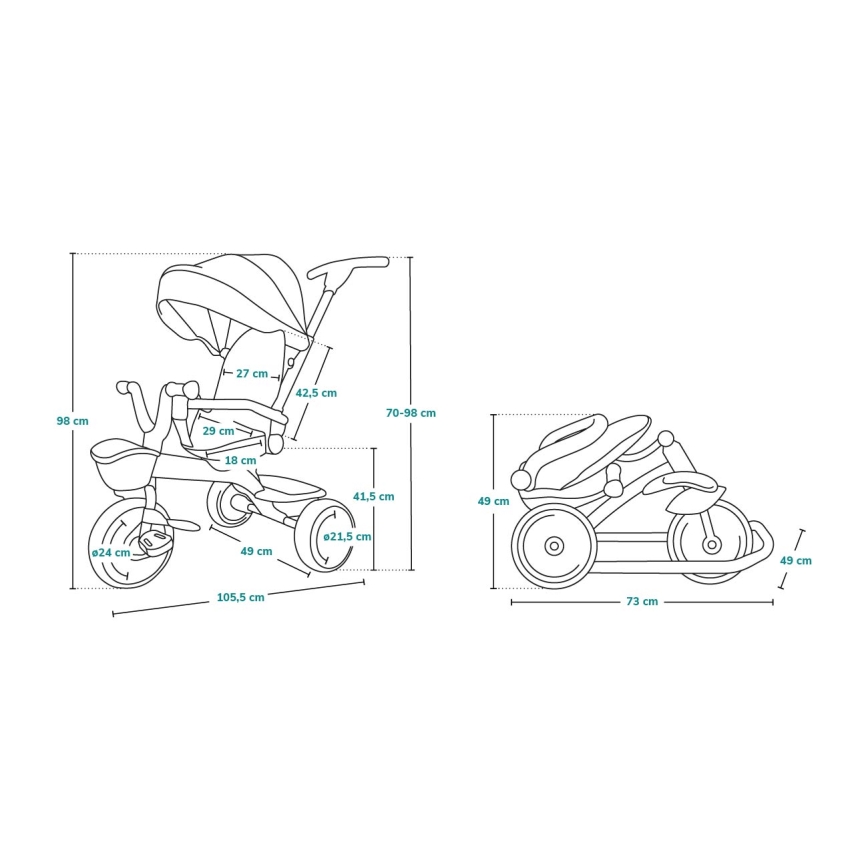Lionelo - Detská trojkolka TRIS sivá