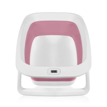 Lionelo - Detská zložiteľná vaňa s teplomerom BABY BUBBLE 2x LR44 Ružová magnólia