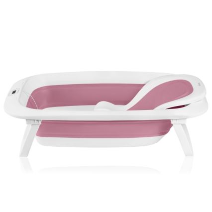 Lionelo - Detská zložiteľná vaňa s teplomerom BABY BUBBLE 2x LR44 Ružová magnólia