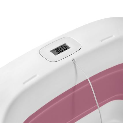 Lionelo - Detská zložiteľná vaňa s teplomerom BABY BUBBLE 2x LR44 Ružová magnólia