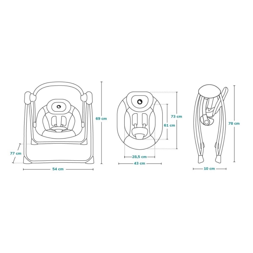 Lionelo - Detské hojdacie kresielko OTTO 4xLR14 Cozy Grey