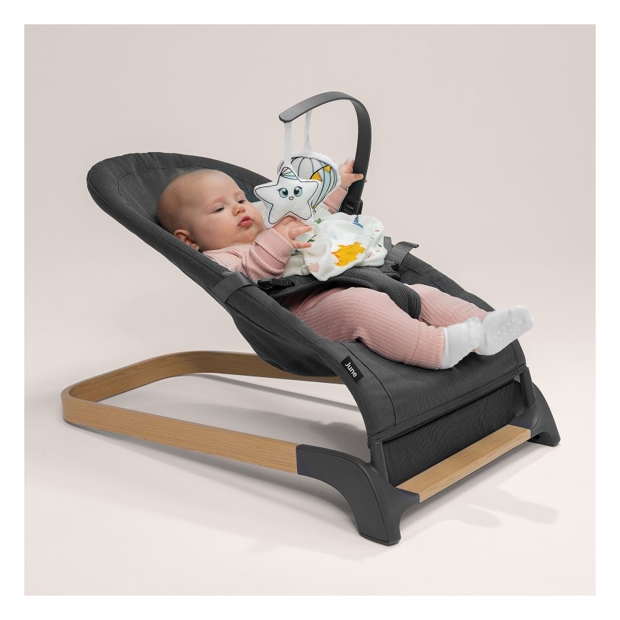 Lionelo - Detské hojdacie lehátko JUNE sivé