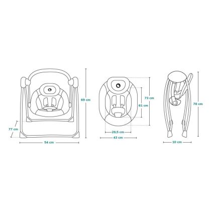 Lionelo - Detské hojdacie lehátko OTTO 4xLR14 Cozy Grey