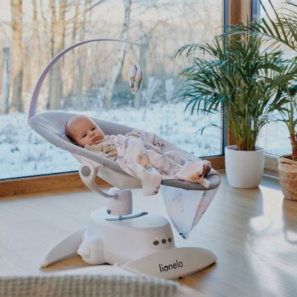Lionelo - Detské hojdacie lehátko s melódiou IRIS Grey Concrete