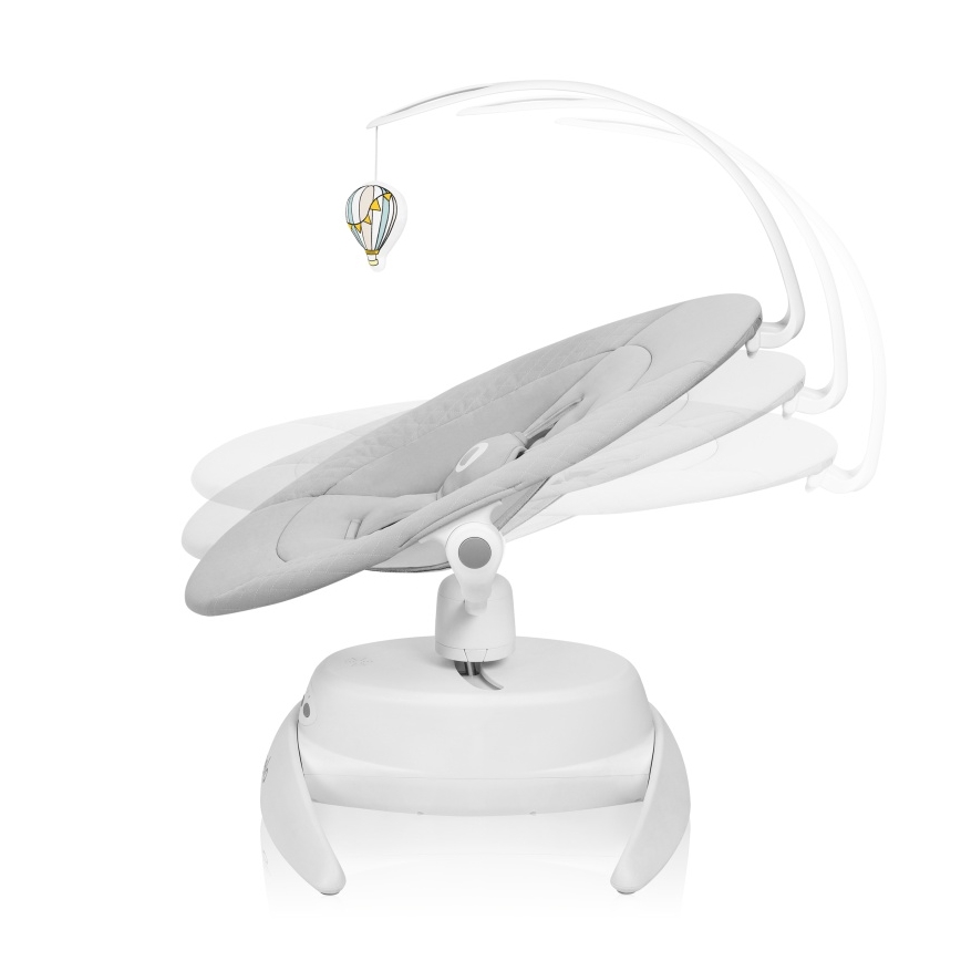 Lionelo - Detské hojdacie lehátko s melódiou IRIS Grey Concrete